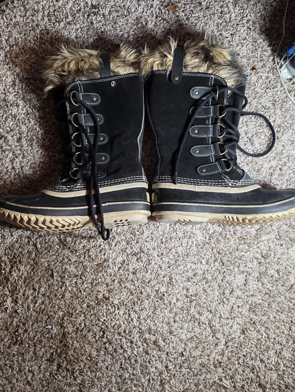 Sorel Black Suede Waterproof Lace-Up Insert Winter Boot